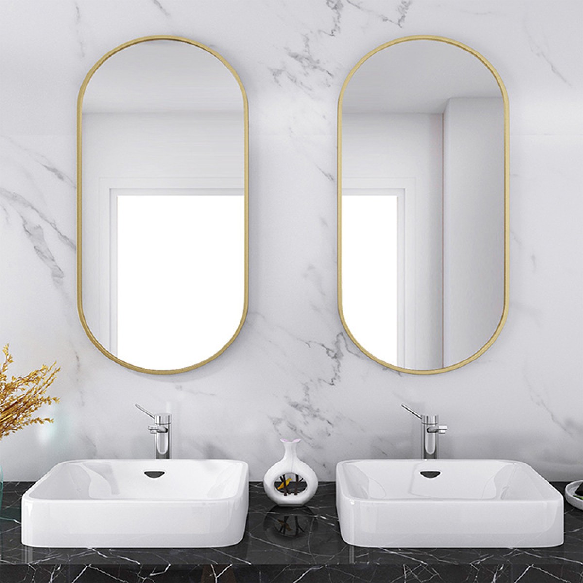 Καθρέπτης Ellipse pakoworld χρυσό 50x2x80εκ Καθρέπτης Ellipse pakoworld χρυσό 50x2x80εκ