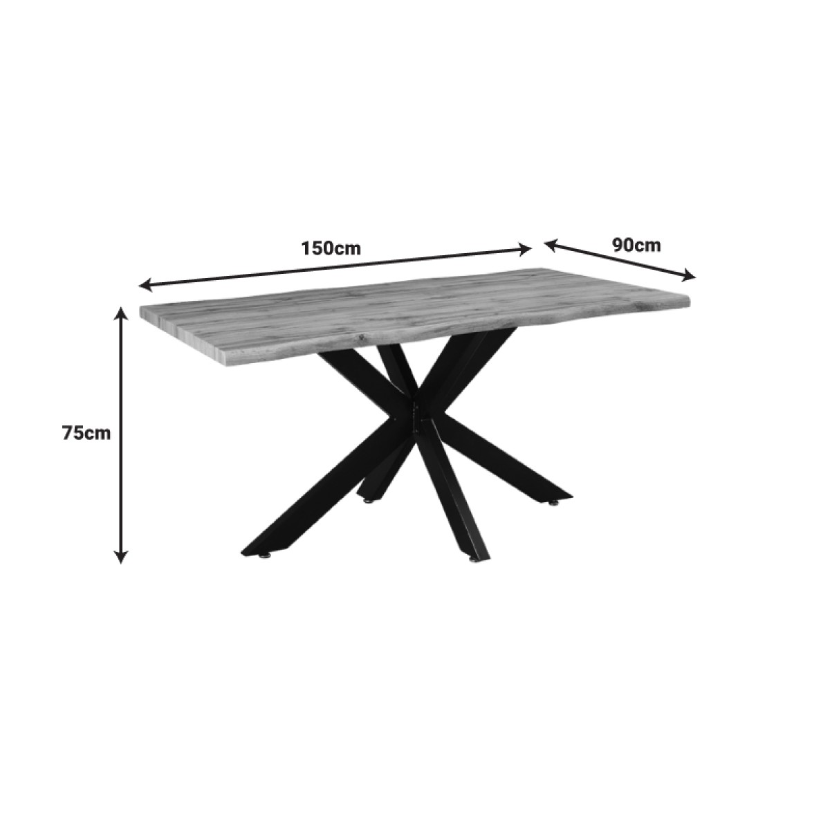 Tραπέζι Gilman pakoworld MDF sonoma-μαύρο 150x90x75εκ Tραπέζι Gilman pakoworld MDF sonoma-μαύρο 150x90x75εκ