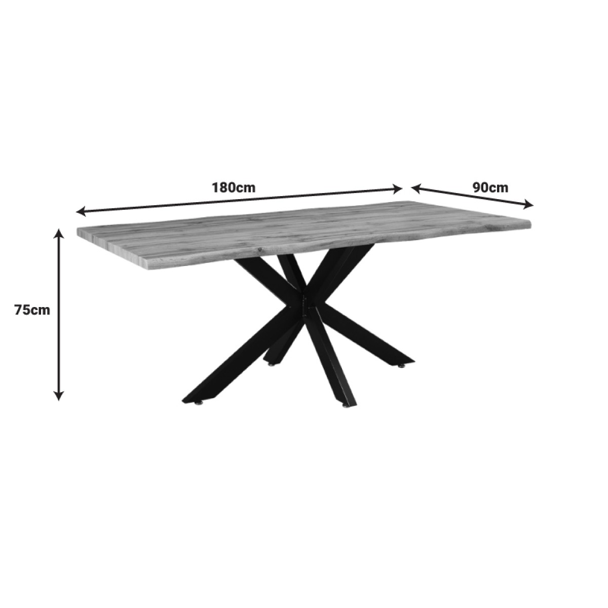 Tραπέζι Gilman pakoworld MDF sonoma-μαύρο 180x90x75εκ Tραπέζι Gilman pakoworld MDF sonoma-μαύρο 180x90x75εκ