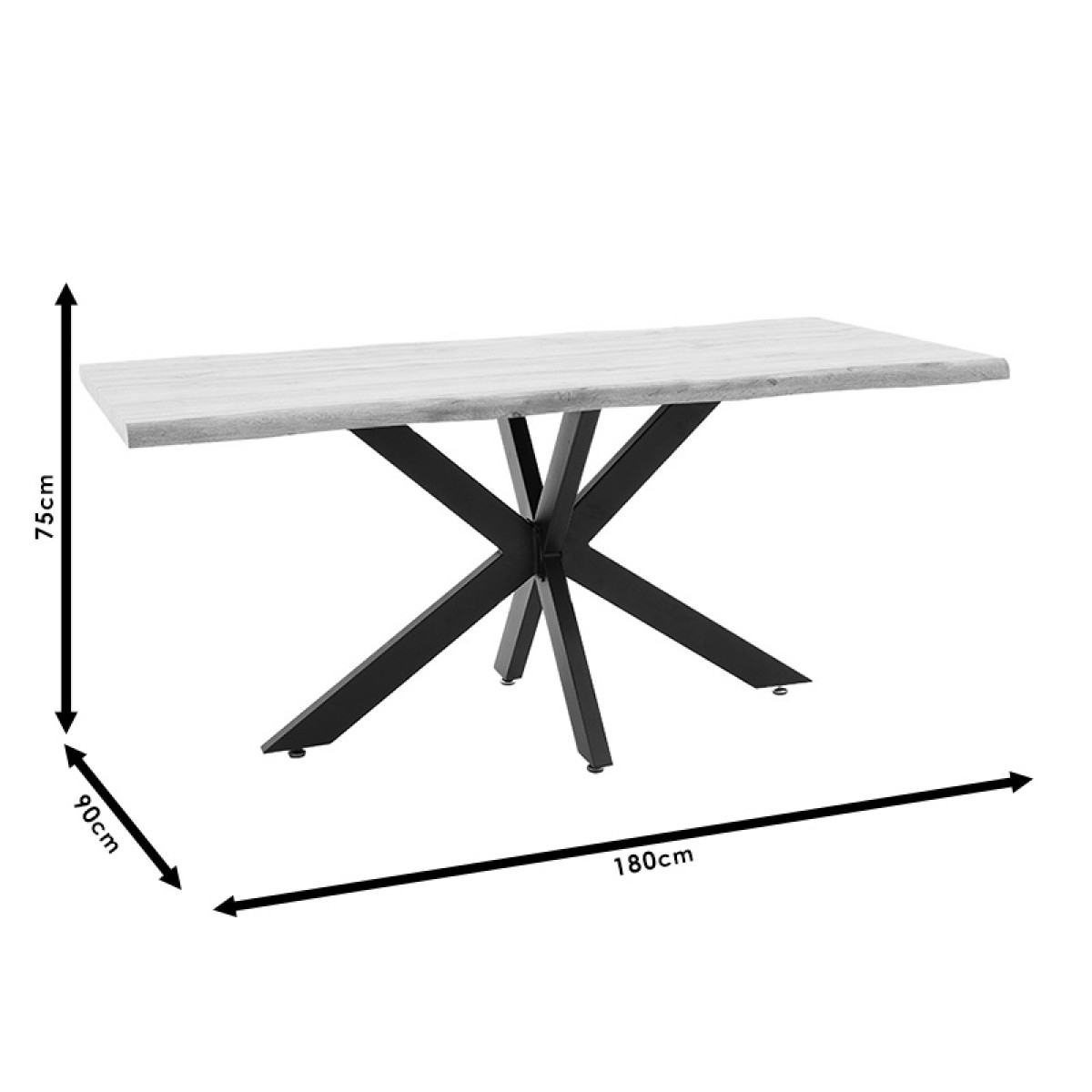 Tραπέζι Gilman pakoworld MDF sonoma-μαύρο 180x90x75εκ Tραπέζι Gilman pakoworld MDF sonoma-μαύρο 180x90x75εκ