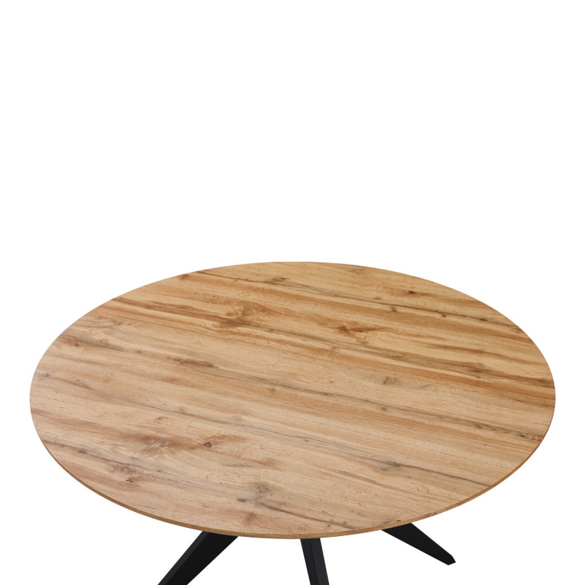 Τραπέζι Toda pakoworld mdf σε sonoma απόχρωση με μαύρα μεταλλικά πόδια Φ120x75εκ Τραπέζι Toda pakoworld mdf σε sonoma απόχρωση με μαύρα μεταλλικά πόδια Φ120x75εκ