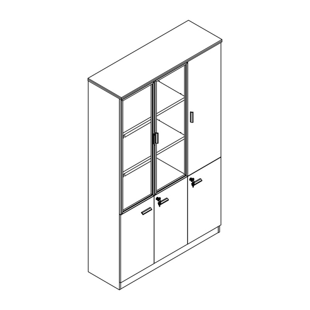 Ντουλάπα γραφείου επαγγελματική Oscar pakoworld σε καρυδί-ανθρακί απόχρωση120x40x200εκ