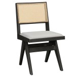 Καρέκλα Winslow pakoworld ξύλο rubberwood μαύρο-pvc rattan φυσικό-ύφασμα γκρι Καρέκλα Winslow pakoworld ξύλο rubberwood μαύρο-pvc rattan φυσικό-ύφασμα γκρι
