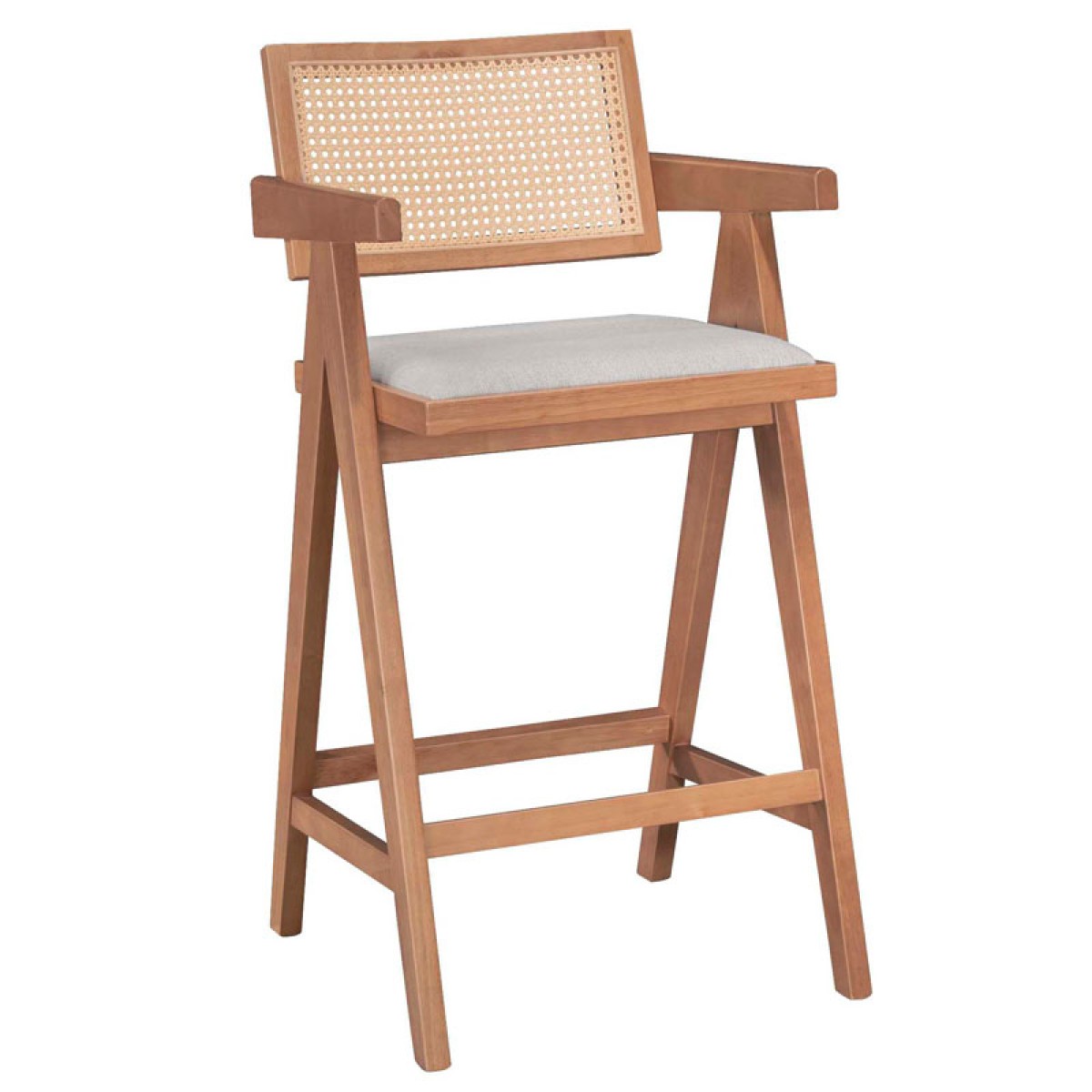 Σκαμπό bar Winslow pakoworld ξύλο rubberwood ανοικτό καρυδί-pvc rattan φυσικό-ύφασμα γκρι Σκαμπό bar Winslow pakoworld ξύλο rubberwood ανοικτό καρυδί-pvc rattan φυσικό-ύφασμα γκρι