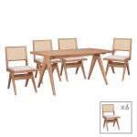 Τραπεζαρία Winslow pakoworld σετ 7τεμ ξύλο rubberwood σε ανοιχτό καρυδί απόχρωση 160x85x75εκ Τραπεζαρία Winslow pakoworld σετ 7τεμ ξύλο rubberwood σε ανοιχτό καρυδί απόχρωση 160x85x75εκ