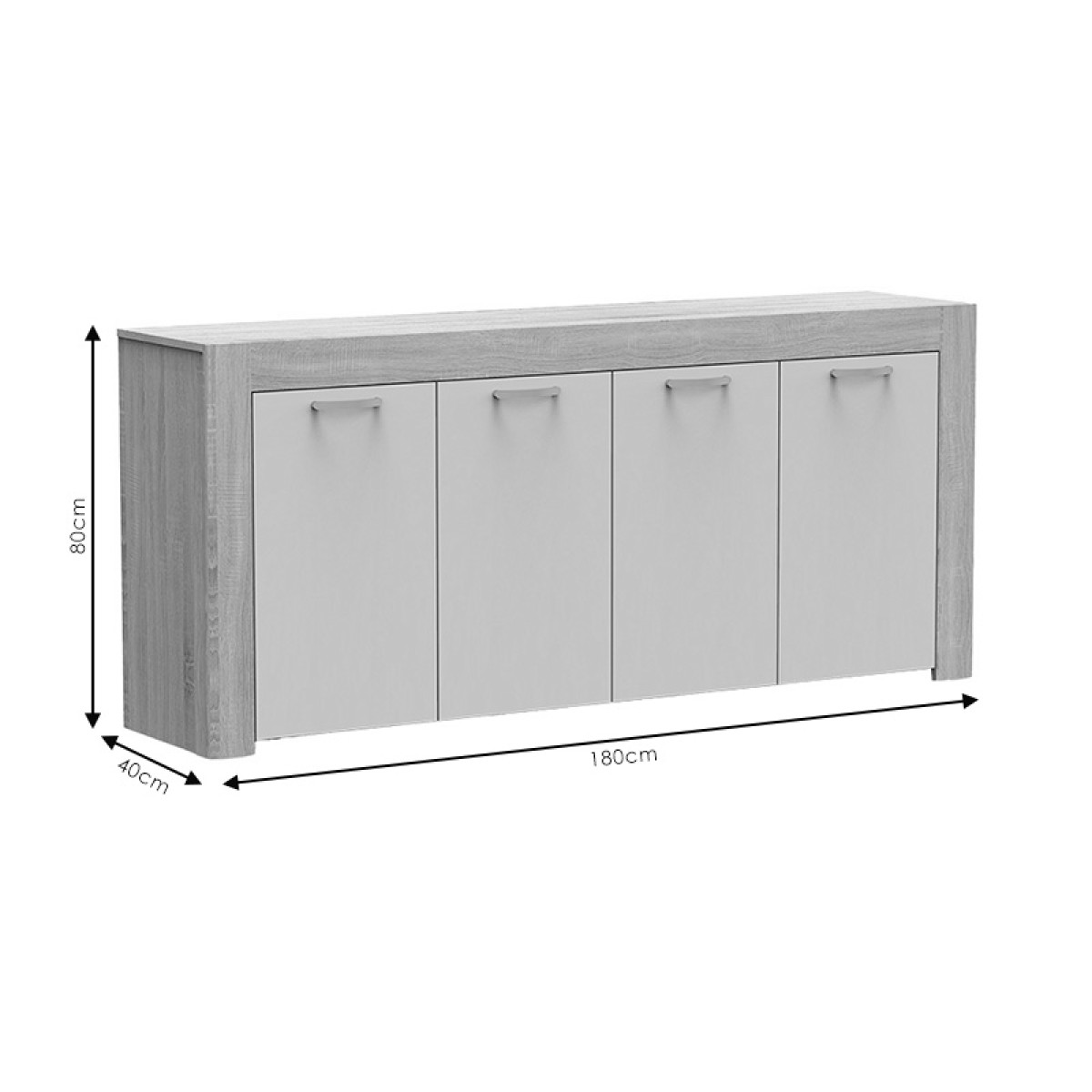 Μπουφές Haven pakoworld sonoma-λευκό 180x40x80εκ Μπουφές Haven pakoworld sonoma-λευκό 180x40x80εκ