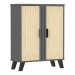 Παπουτσοθήκη-ντουλάπι Shoby pakoworld sonoma-ανθρακί 70.5x30x91εκ
