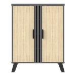 Παπουτσοθήκη-ντουλάπι Shoby pakoworld sonoma-ανθρακί 70.5x30x91εκ
