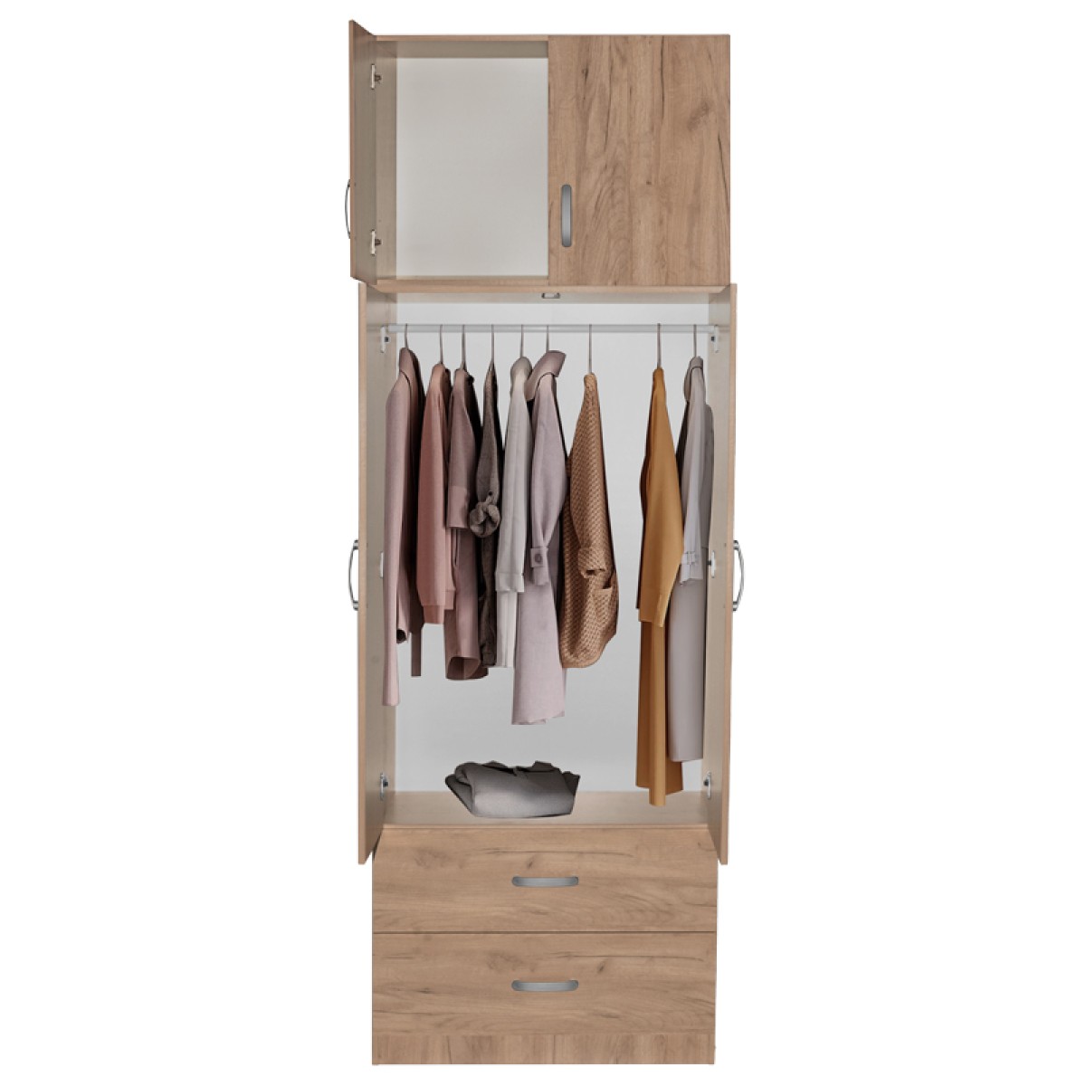 Ντουλάπα δίφυλλη και πατάρι Zelia pakoworld φυσικό 79x42x240εκ. Ντουλάπα δίφυλλη και πατάρι Zelia pakoworld φυσικό 79x42x240εκ.