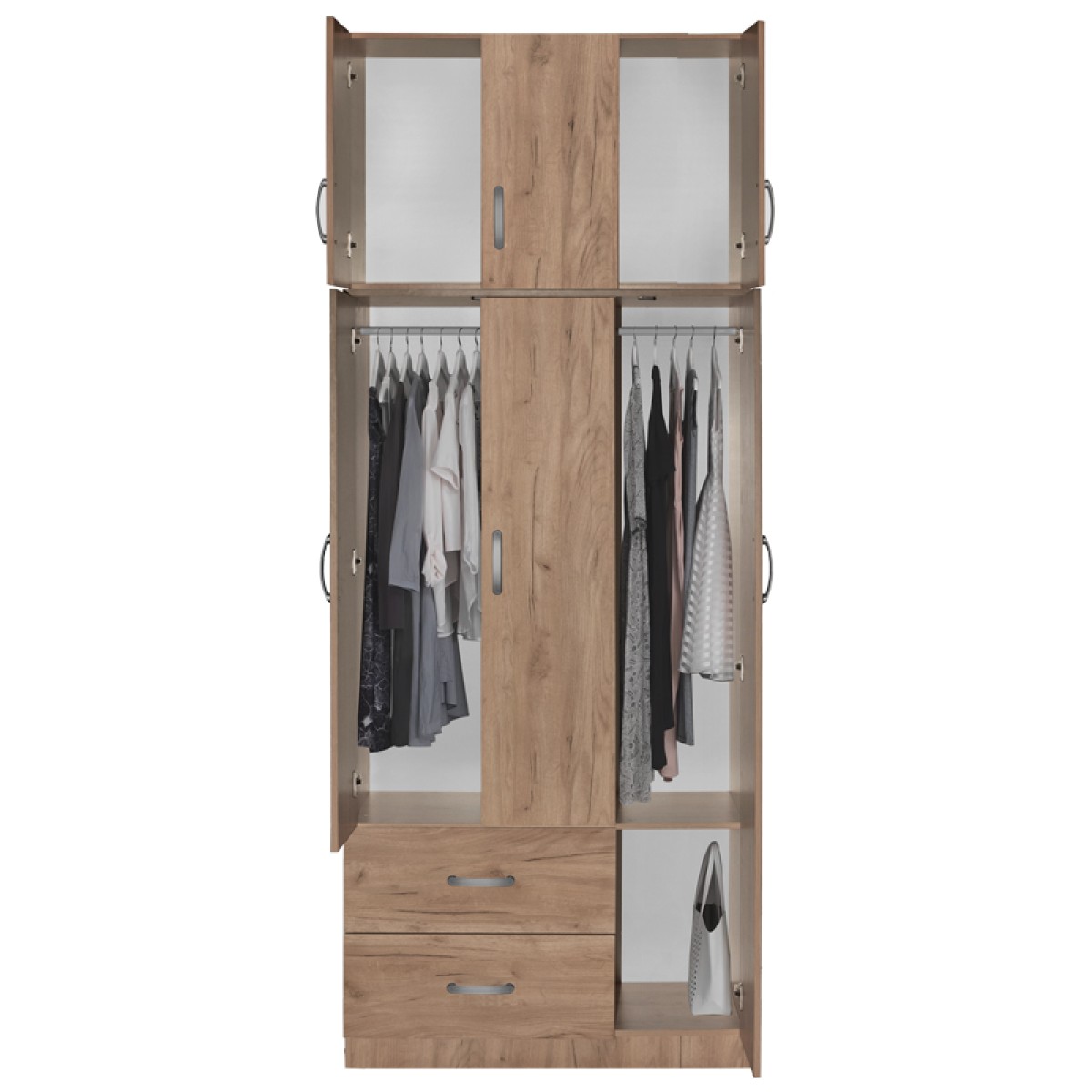 Ντουλάπα τρίφυλλη και πατάρι Zelia pakoworld φυσικό 90x42x240εκ. Ντουλάπα τρίφυλλη και πατάρι Zelia pakoworld φυσικό 90x42x240εκ.