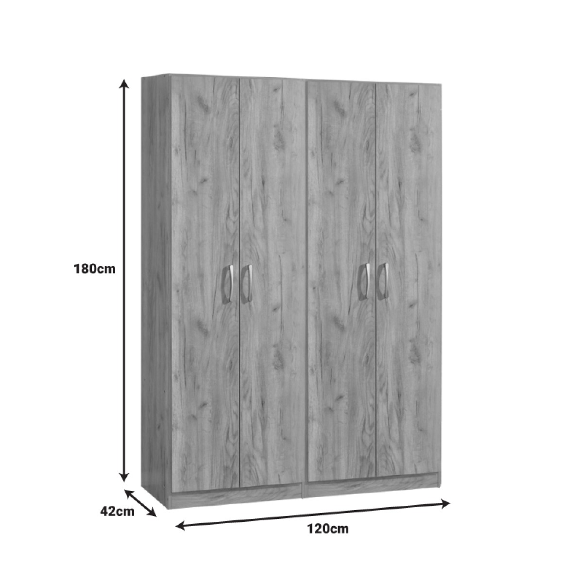Ντουλάπα ρούχων τετράφυλλη Jonar I pakoworld χρώμα oak 120x42x180εκ Ντουλάπα ρούχων τετράφυλλη Jonar I pakoworld χρώμα oak 120x42x180εκ