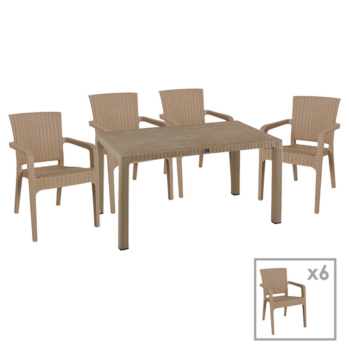 Τραπεζαρία Explore-Halcyon pakoworld σετ 7τεμ PP cappuccino 150x90x73,5εκ Τραπεζαρία Explore-Halcyon pakoworld σετ 7τεμ PP cappuccino 150x90x73,5εκ