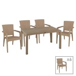 Τραπεζαρία Explore-Halcyon pakoworld σετ 7τεμ PP cappuccino 150x90x73,5εκ Τραπεζαρία Explore-Halcyon pakoworld σετ 7τεμ PP cappuccino 150x90x73,5εκ