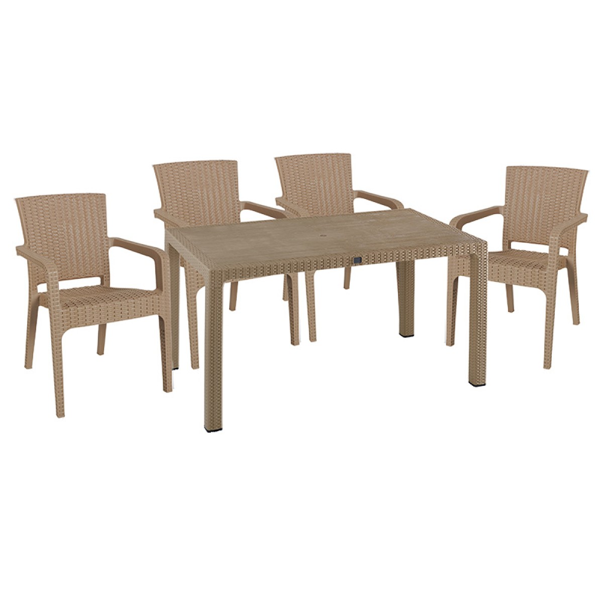 Τραπεζαρία Explore-Halcyon pakoworld σετ 5τεμ PP cappuccino 150x90x73,5εκ. Τραπεζαρία Explore-Halcyon pakoworld σετ 5τεμ PP cappuccino 150x90x73,5εκ.