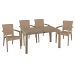 Τραπεζαρία Explore-Halcyon pakoworld σετ 5τεμ PP cappuccino 150x90x73,5εκ. Τραπεζαρία Explore-Halcyon pakoworld σετ 5τεμ PP cappuccino 150x90x73,5εκ.
