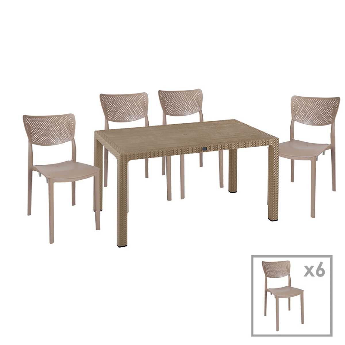Τραπεζαρία Explore-Ignite pakoworld σετ 7τεμ PP cappuccino 150x90x73,5εκ. Τραπεζαρία Explore-Ignite pakoworld σετ 7τεμ PP cappuccino 150x90x73,5εκ.