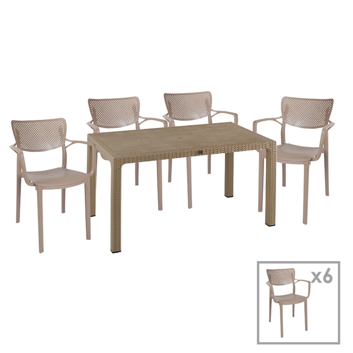 Τραπεζαρία Explore-Frontline pakoworld σετ 7τεμ PP cappuccino 150x90x73,5εκ. Τραπεζαρία Explore-Frontline pakoworld σετ 7τεμ PP cappuccino 150x90x73,5εκ.