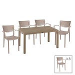 Τραπεζαρία Explore-Frontline pakoworld σετ 7τεμ PP cappuccino 150x90x73,5εκ. Τραπεζαρία Explore-Frontline pakoworld σετ 7τεμ PP cappuccino 150x90x73,5εκ.
