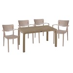 Τραπεζαρία Explore-Frontline pakoworld σετ 5τεμ PP cappuccino 150x90x73,5εκ. Τραπεζαρία Explore-Frontline pakoworld σετ 5τεμ PP cappuccino 150x90x73,5εκ.