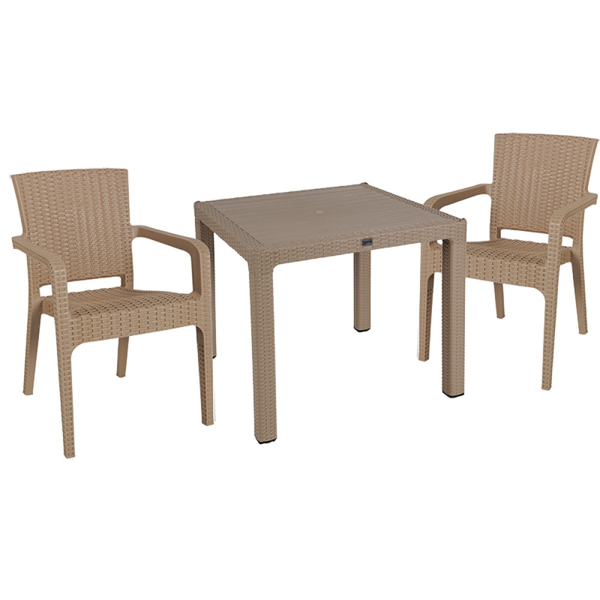 Τραπεζαρία Explore-Halcyon pakoworld σετ 3τεμ PP cappuccino 90x90x73,5εκ Τραπεζαρία Explore-Halcyon pakoworld σετ 3τεμ PP cappuccino 90x90x73,5εκ
