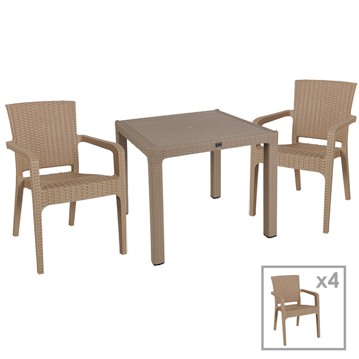 Τραπεζαρία Explore-Halcyon pakoworld σετ 5τεμ PP cappuccino 90x90x73,5εκ Τραπεζαρία Explore-Halcyon pakoworld σετ 5τεμ PP cappuccino 90x90x73,5εκ