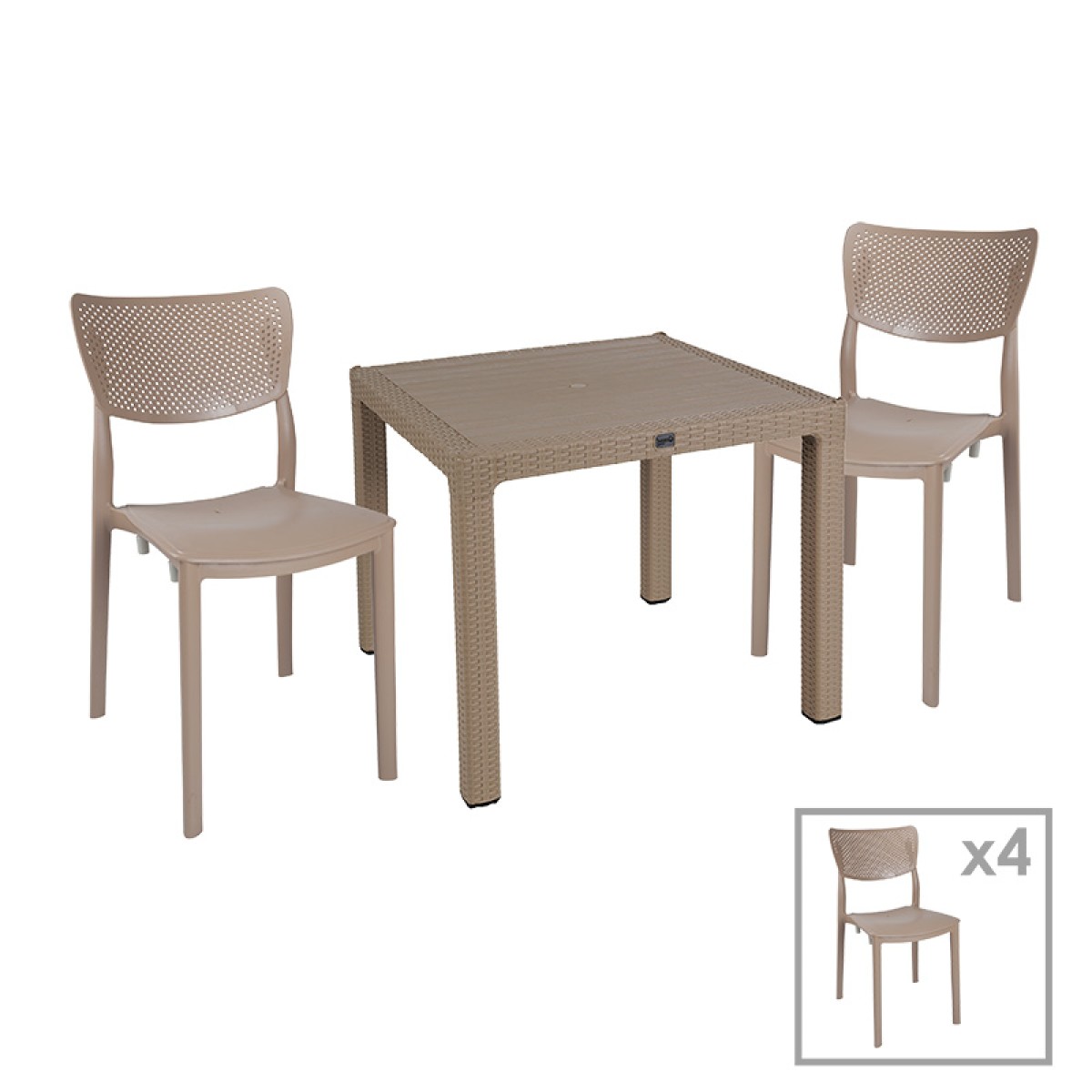 Τραπεζαρία Explore-Ignite pakoworld σετ 5τεμ PP cappuccino 90x90x73,5εκ Τραπεζαρία Explore-Ignite pakoworld σετ 5τεμ PP cappuccino 90x90x73,5εκ