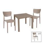 Τραπεζαρία Explore-Ignite pakoworld σετ 5τεμ PP cappuccino 90x90x73,5εκ Τραπεζαρία Explore-Ignite pakoworld σετ 5τεμ PP cappuccino 90x90x73,5εκ