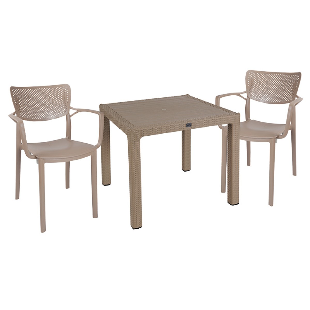 Τραπεζαρία Explore-Frontline pakoworld σετ 3τεμ PP cappuccino 90x90x73,5εκ Τραπεζαρία Explore-Frontline pakoworld σετ 3τεμ PP cappuccino 90x90x73,5εκ