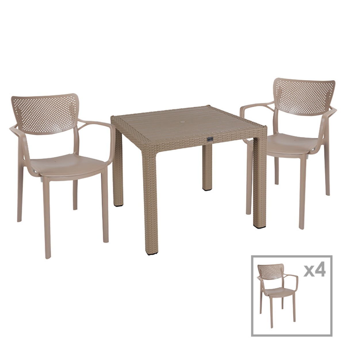 Τραπεζαρία Explore-Frontline pakoworld σετ 5τεμ PP cappuccino 90x90x73,5εκ Τραπεζαρία Explore-Frontline pakoworld σετ 5τεμ PP cappuccino 90x90x73,5εκ