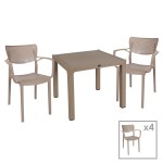 Τραπεζαρία Explore-Frontline pakoworld σετ 5τεμ PP cappuccino 90x90x73,5εκ Τραπεζαρία Explore-Frontline pakoworld σετ 5τεμ PP cappuccino 90x90x73,5εκ