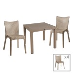 Τραπεζαρία Explore-Confident pakoworld σετ 5τεμ PP cappuccino 90x90x73,5εκ Τραπεζαρία Explore-Confident pakoworld σετ 5τεμ PP cappuccino 90x90x73,5εκ