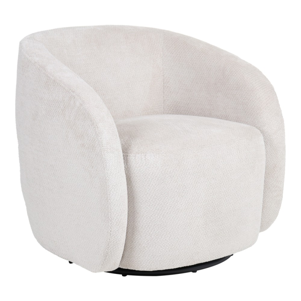 Πολυθρόνα Barrelo pakoworld περιστρεφόμενη με κρεμ ύφασμα 77x72x69εκ