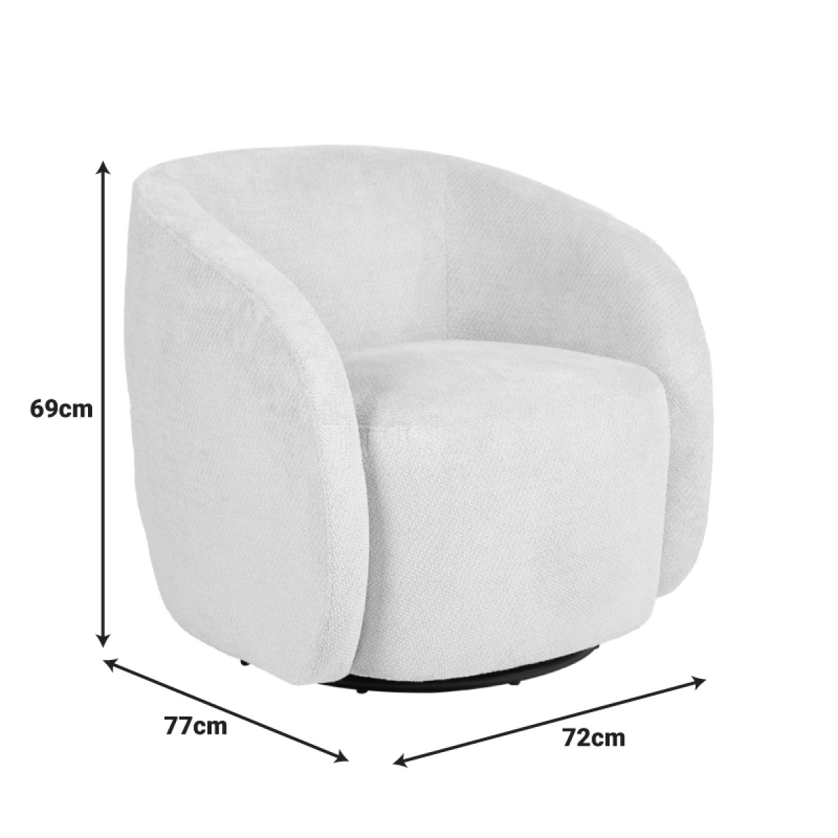 Πολυθρόνα Barrelo pakoworld περιστρεφόμενη με κρεμ ύφασμα 77x72x69εκ