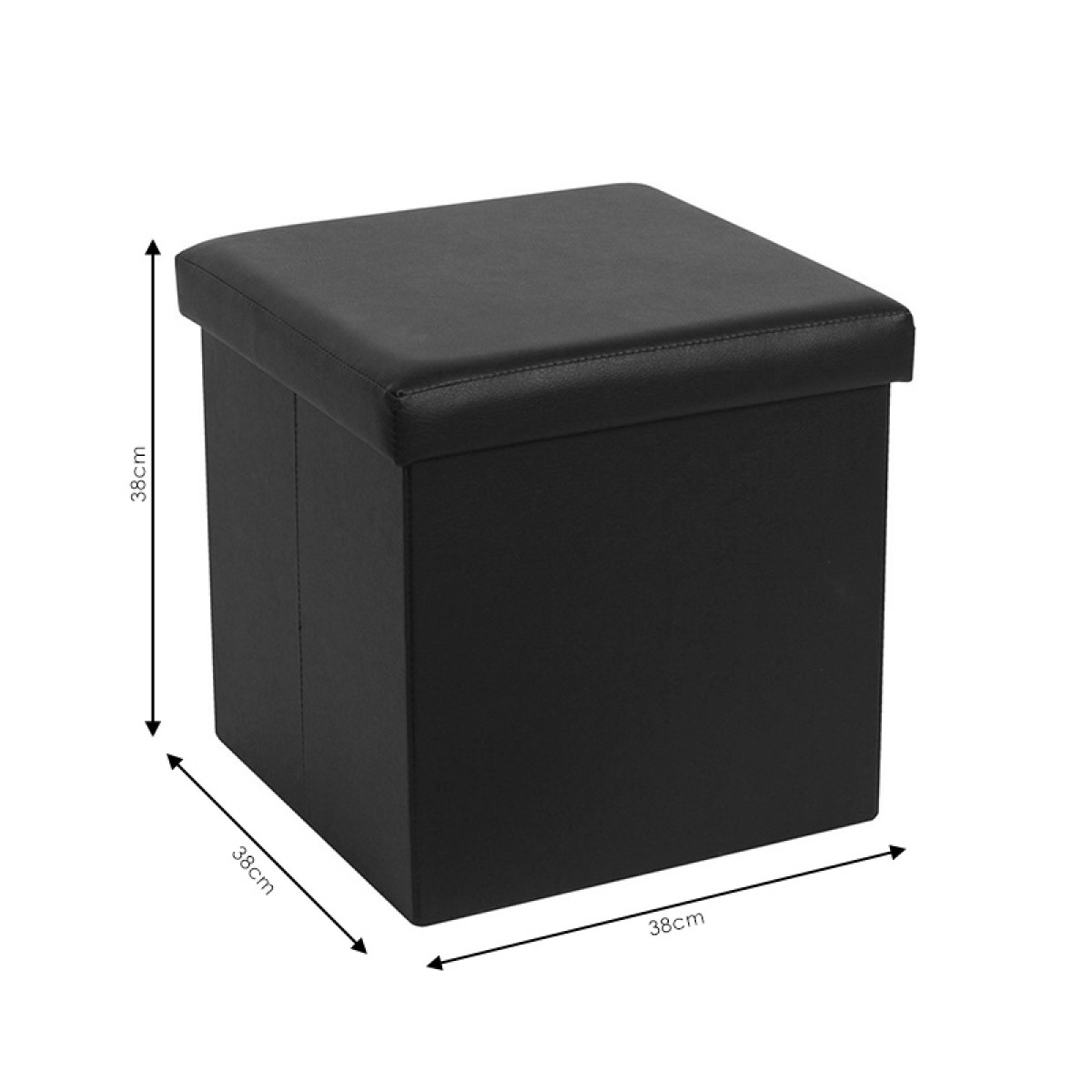 Σκαμπό-μπαούλο Crystal pakoworld pu μαύρο 38x38x38εκ Σκαμπό-μπαούλο Crystal pakoworld pu μαύρο 38x38x38εκ