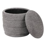 Σκαμπό-μπαούλο Bettia pakoworld μπουκλέ γκρι Φ41x38.5εκ