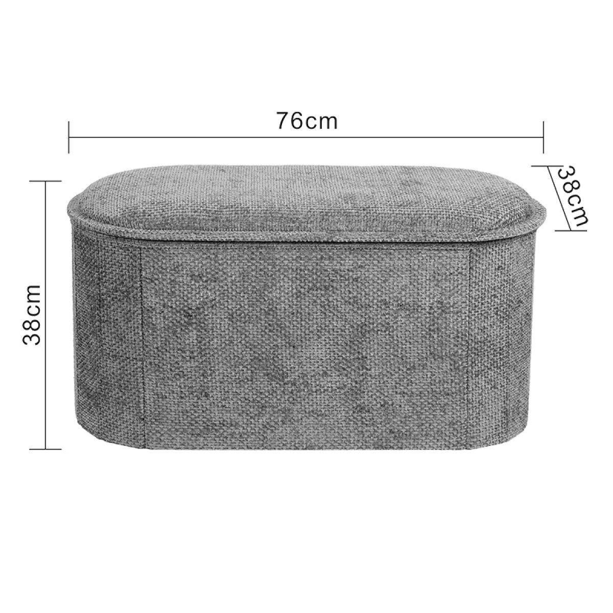 Σκαμπό-μπαούλο Trebia pakoworld γκρι ύφασμα 76x38x38εκ