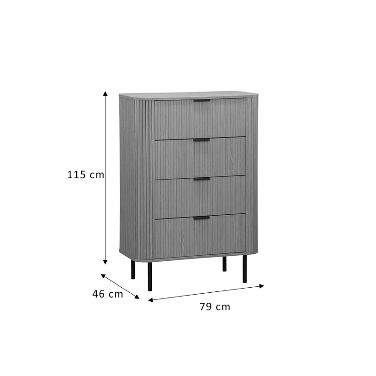 Συρταριέρα Scandi pakoworld με 4 συρτάρια φυσικό 79x46x115εκ Συρταριέρα Scandi pakoworld με 4 συρτάρια φυσικό 79x46x115εκ