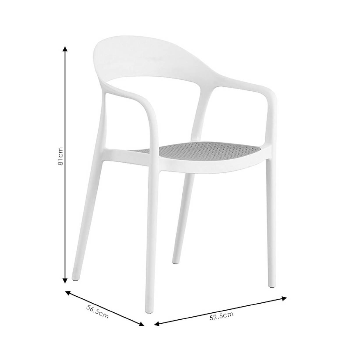 Πολυθρόνα Ember στοιβαζόμενη pakoworld με UV protection PP μπεζ-μαύρο 52.5x56.5x81εκ.