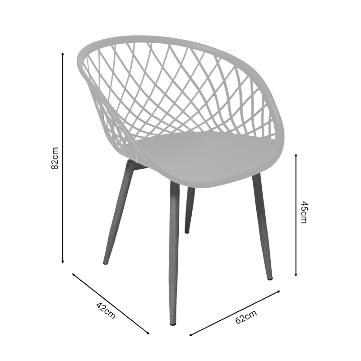 Πολυρόνα Ezra pakoworld λευκό pp-πόδι μαύρο μέταλλο 62x42x82εκ Πολυρόνα Ezra pakoworld λευκό pp-πόδι μαύρο μέταλλο 62x42x82εκ