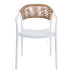 Πολυθρόνα Ankara pakoworld στοιβαζόμενη pp-pe rattan σε λευκή-φυσική απόχρωση 54x55.5x77εκ