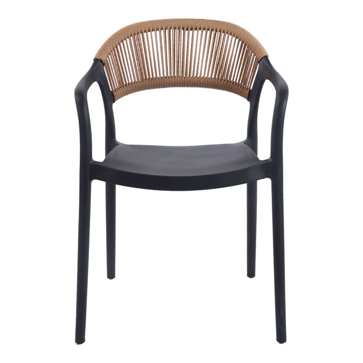 Πολυθρόνα Ankara pakoworld στοιβαζόμενη pp-pe rattan σε μαύρη-φυσική απόχρωση 54x55.5x77εκ