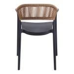 Πολυθρόνα Ankara pakoworld στοιβαζόμενη pp-pe rattan σε μαύρη-φυσική απόχρωση 54x55.5x77εκ