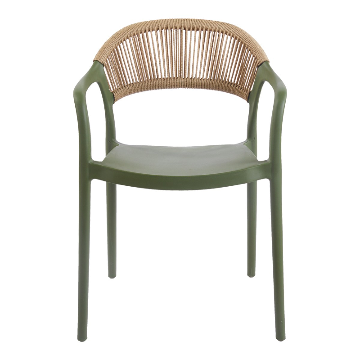 Πολυθρόνα Ankara pakoworld στοιβαζόμενη pp-pe rattan σε λαδί-φυσική απόχρωση 54x55.5x77εκ