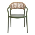 Πολυθρόνα Ankara pakoworld στοιβαζόμενη pp-pe rattan σε λαδί-φυσική απόχρωση 54x55.5x77εκ