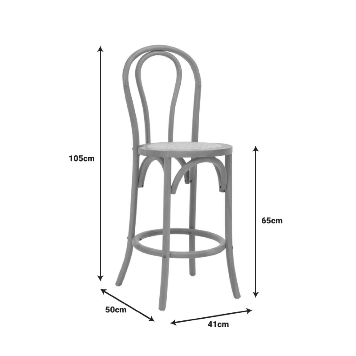 Σκαμπό μπαρ Thonet pakoworld φυσικό ξύλο οξιάς-έδρα φυσικό rattan 41x50x105εκ Σκαμπό μπαρ Thonet pakoworld φυσικό ξύλο οξιάς-έδρα φυσικό rattan 41x50x105εκ