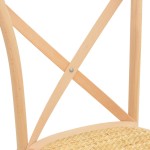 Καρέκλα Dylon pakoworld στοιβαζόμενη ξύλο οξιάς-rattan άβαφη 48x52x89εκ