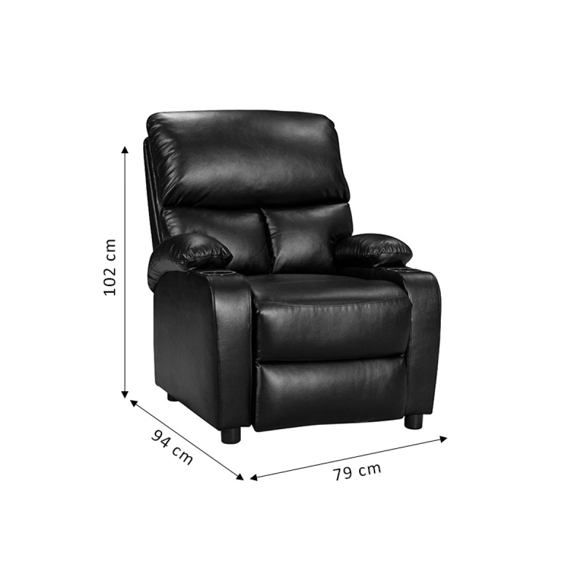 Πολυθρόνα relax με ποτηροθήκη Gartia pakoworld μαύρο pu 79x94x102εκ Πολυθρόνα relax με ποτηροθήκη Gartia pakoworld μαύρο pu 79x94x102εκ