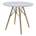 Τραπέζι Julita pakoworld MDF λευκό-πόδια φυσικό Φ80x73εκ Τραπέζι Julita pakoworld MDF λευκό-πόδια φυσικό Φ80x73εκ
