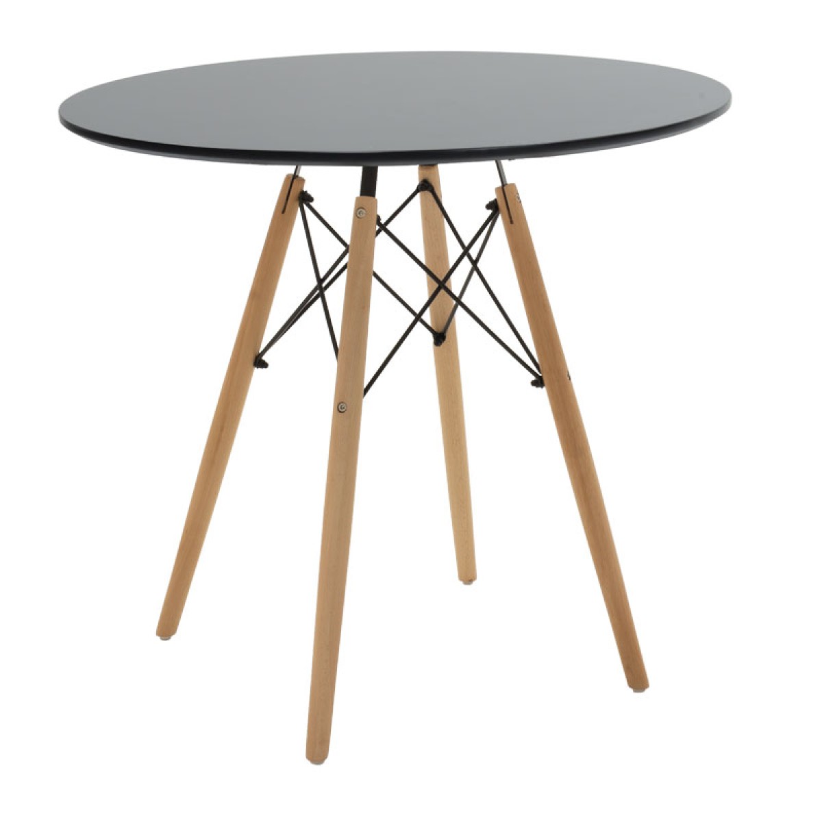 Τραπέζι Julita pakoworld MDF μαύρο-πόδια φυσικό Φ80x73εκ Τραπέζι Julita pakoworld MDF μαύρο-πόδια φυσικό Φ80x73εκ