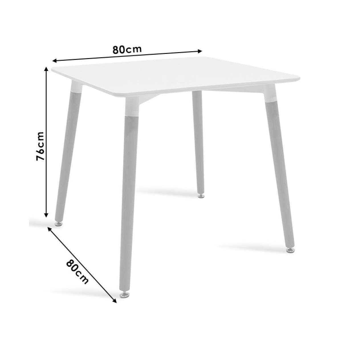 Τραπέζι Natali pakoworld MDF λευκό-πόδια φυσικό 80x80x76εκ Τραπέζι Natali pakoworld MDF λευκό-πόδια φυσικό 80x80x76εκ